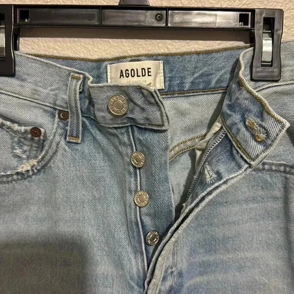 AGOLDE Riley High Rise Straight Crop in Whiplash Distressed Jeans - Picture 6 of 9